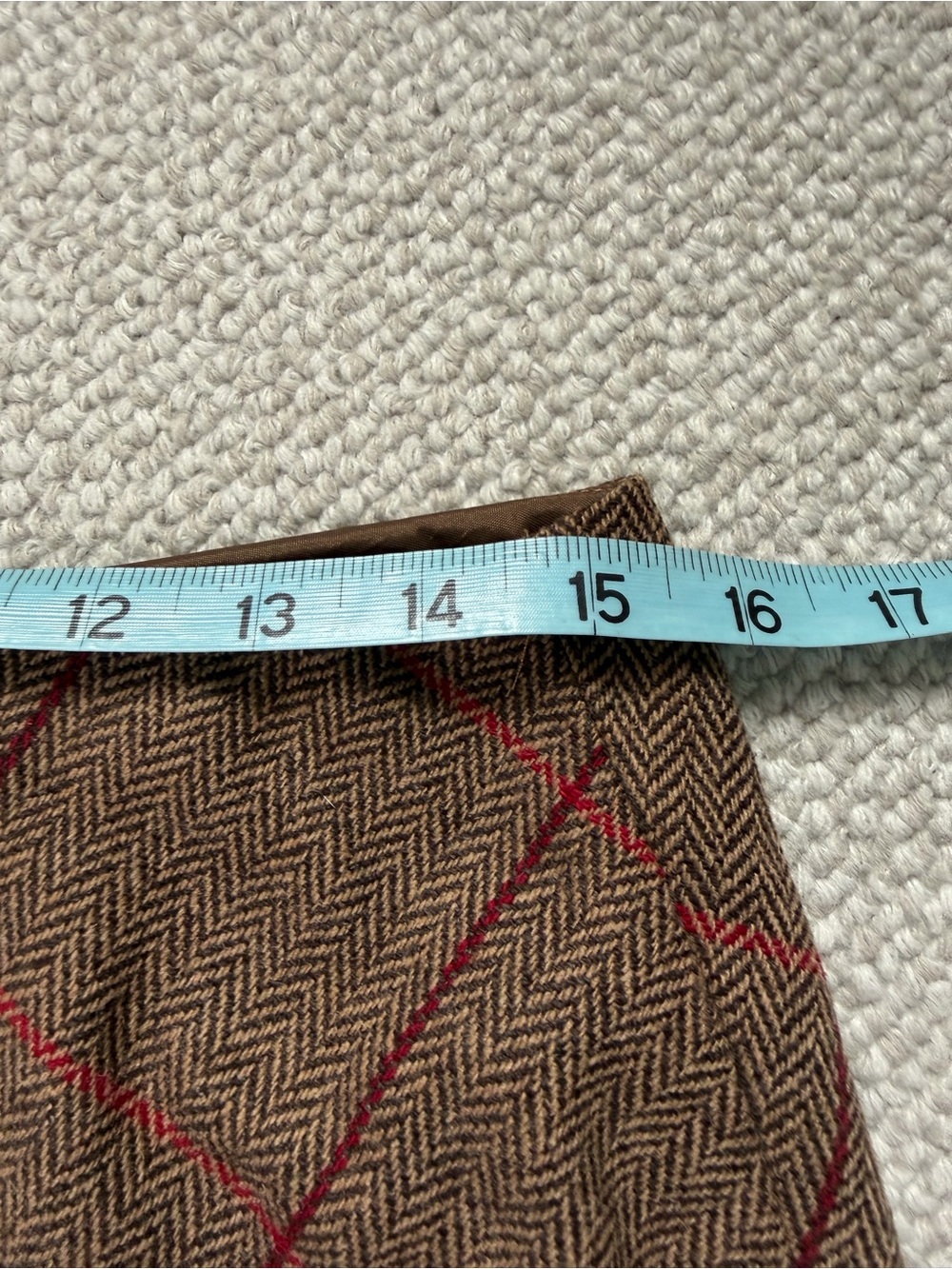Herringbone Wool Plaid Skirt 10 Dark Academia Old Money Preppy - Picture 7 of 10